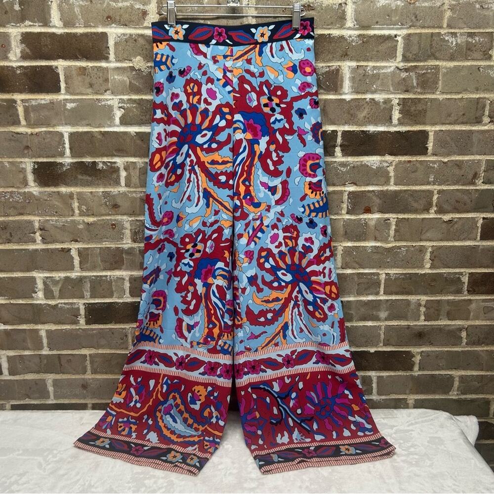 Cupcakes and Cashmere Floral Wide Leg Pants Pull On Elastic Waist Size XS NWT